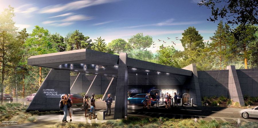 The spaceport terminal for Star Wars: Galactic Starcruiser